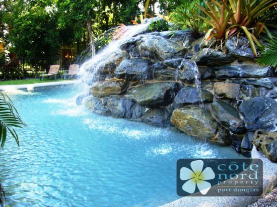 Waterfall swimming pool feature