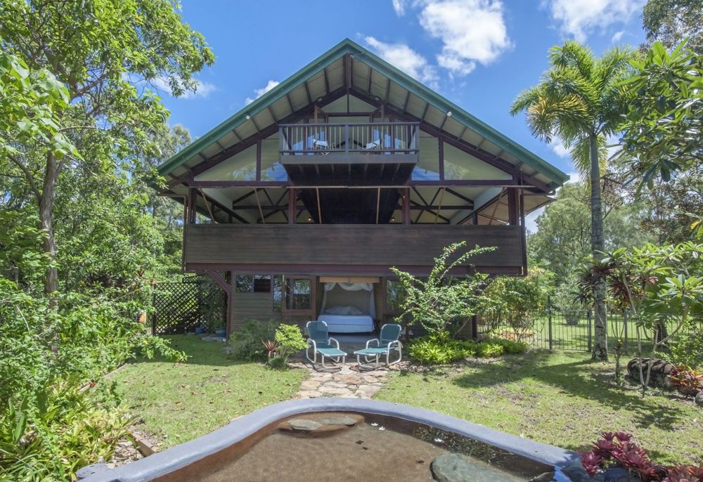 Substantial timber home with swimming pool