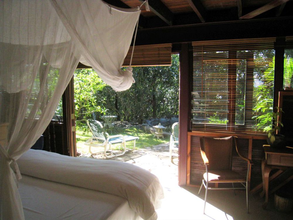 Downstairs bedroom, access to the swimming pool