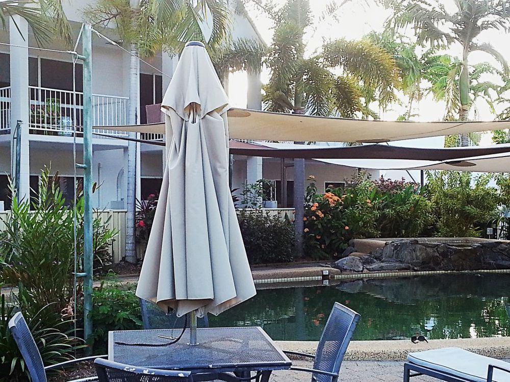 Swimming pool at dusk