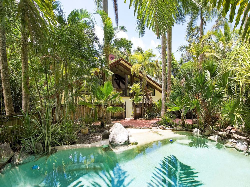 Swimming pool and tropical gardens are highlights