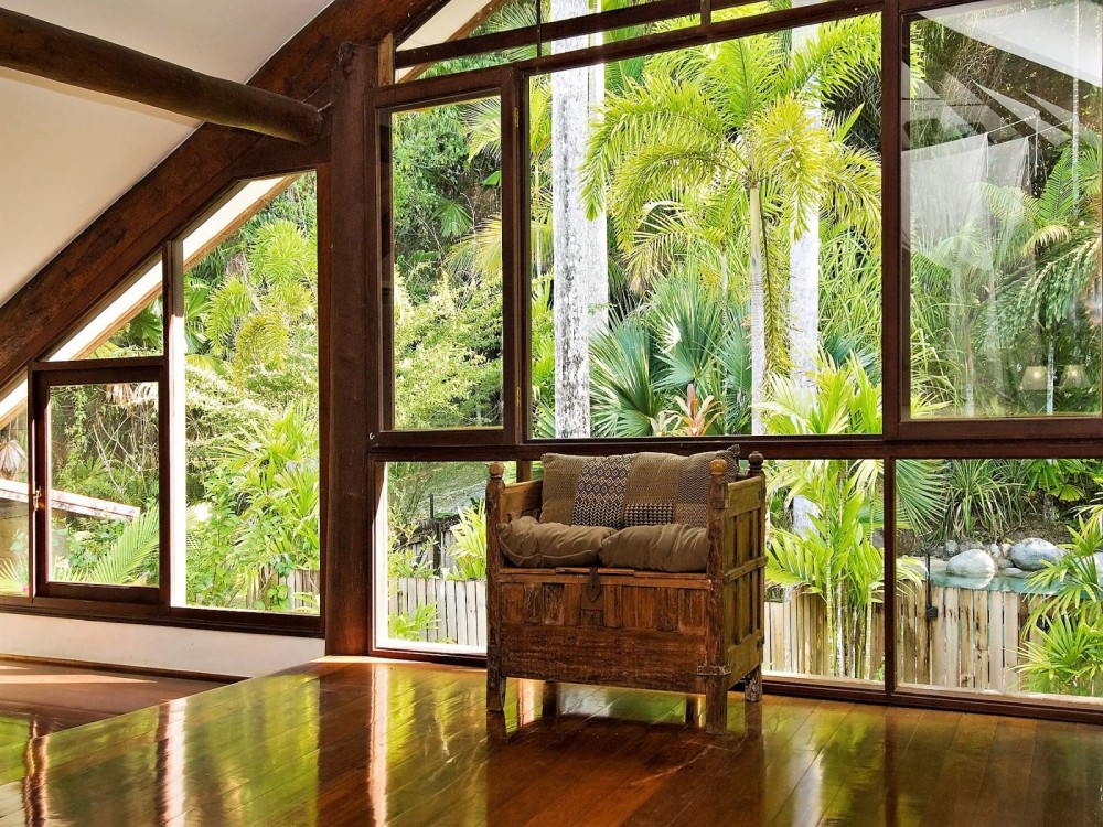 View from the main bedroom to the swimming pool