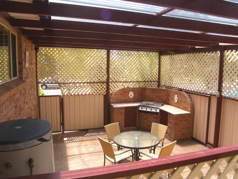 Looking down at BBQ area