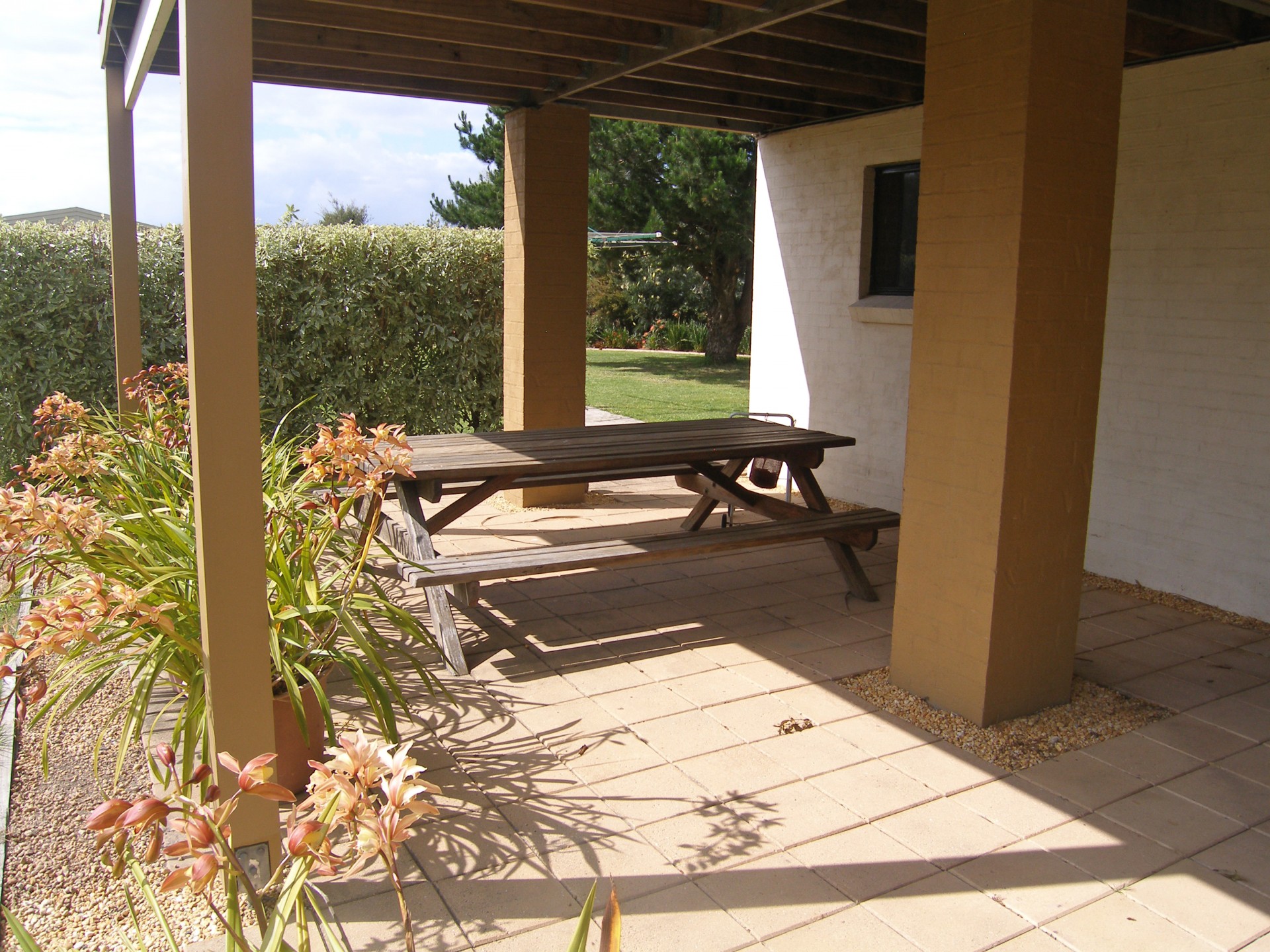 Downstairs courtyard