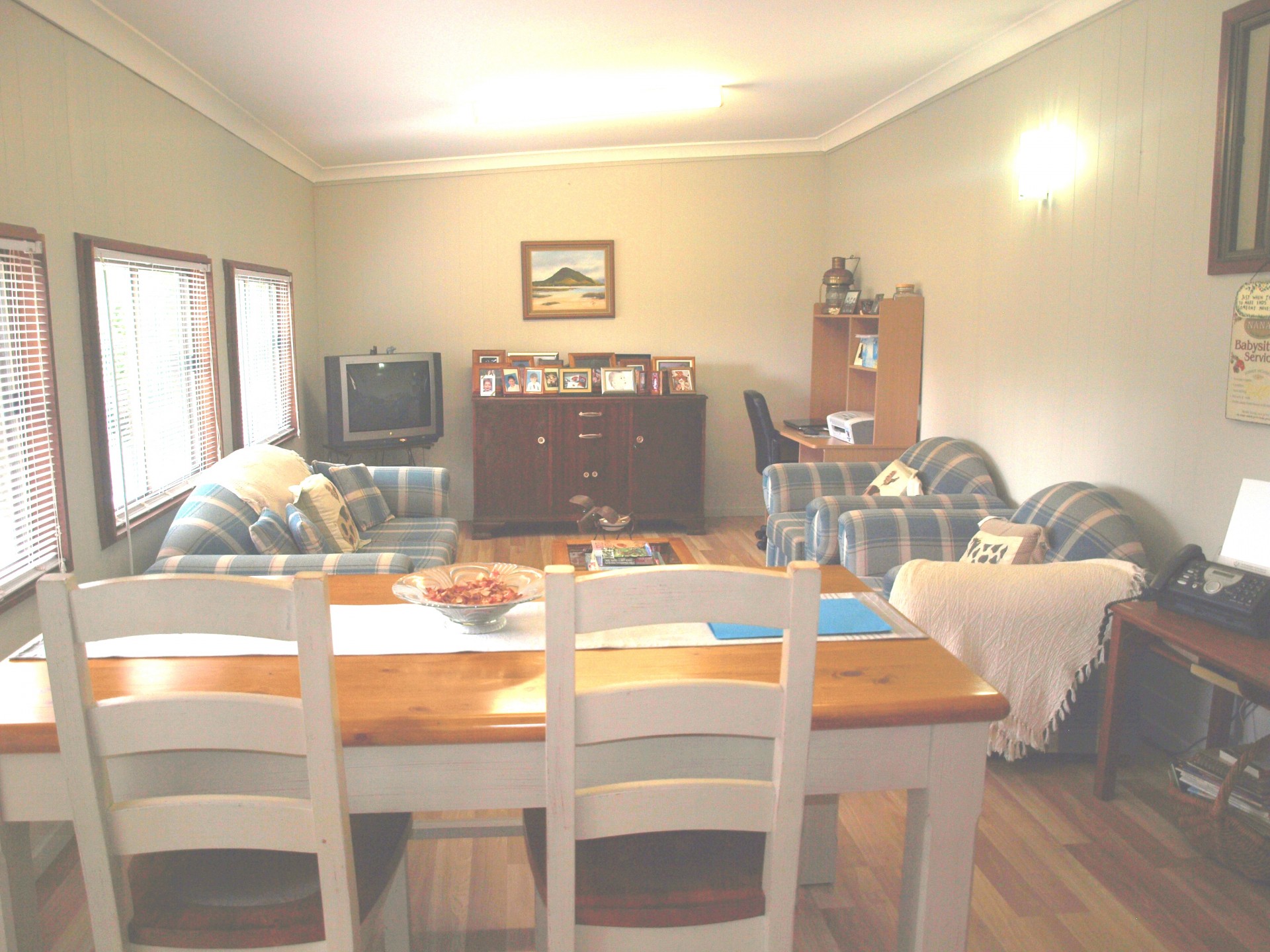 family and dining room in the house