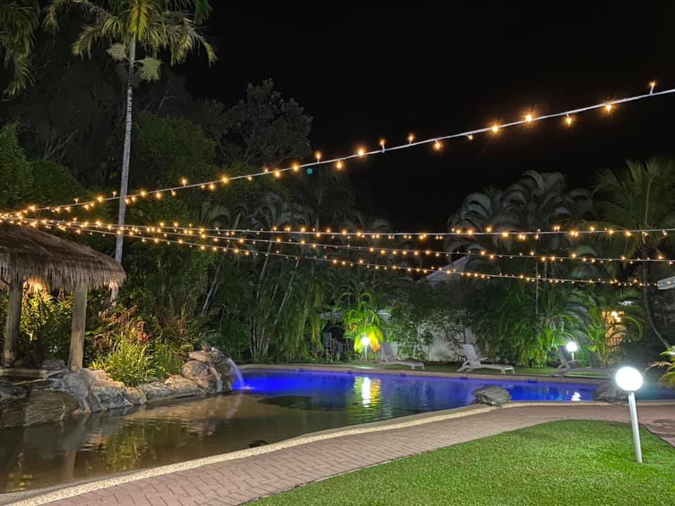 Resort pool by night