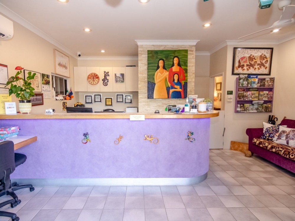 Reception area and office on title