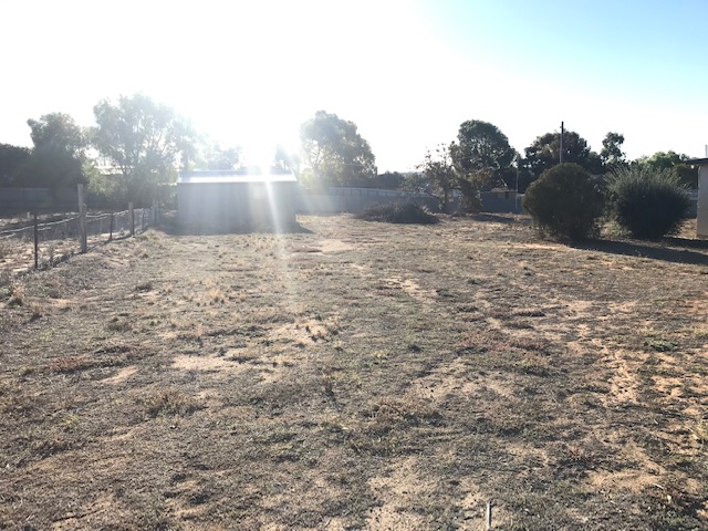 Large bit of dirt, with a shed